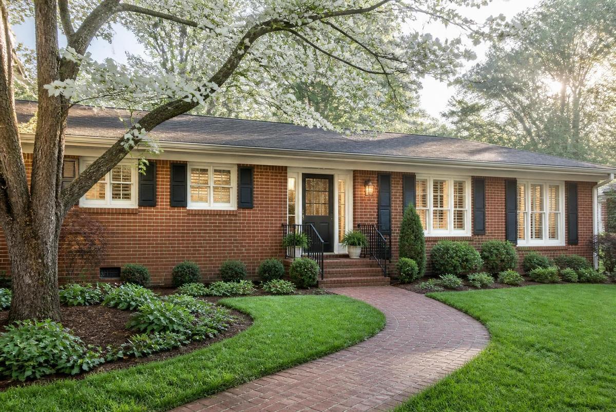 Renovated brick ranch home typical of Sedgefield's housing stock