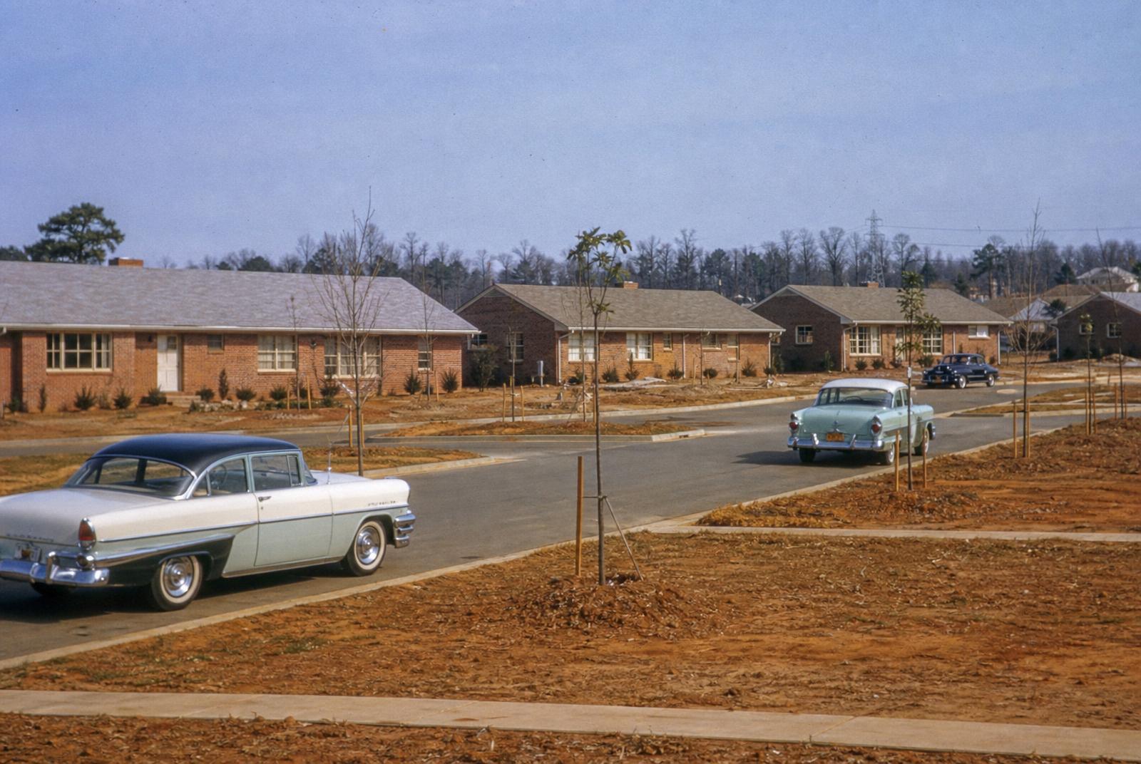 Archival photograph of mid-century Charlotte suburban development